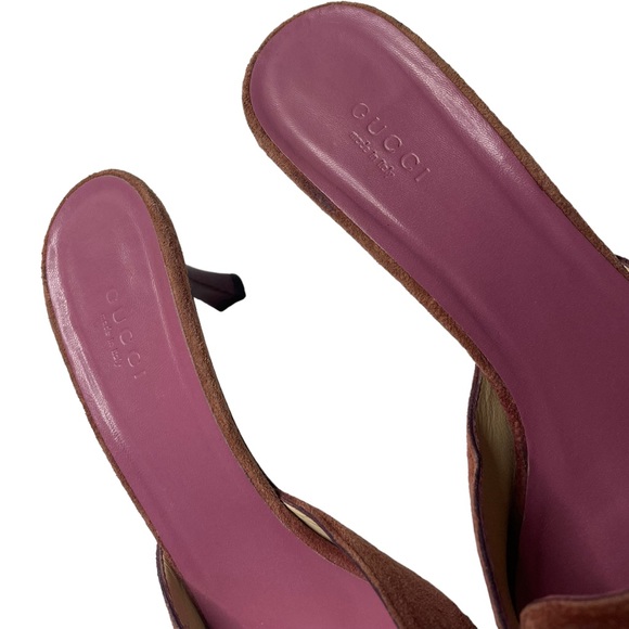 Gucci | Vintage Y2K Pink Suede Horsebit Kitten Herl Mules 9 - Picture 7 of 9